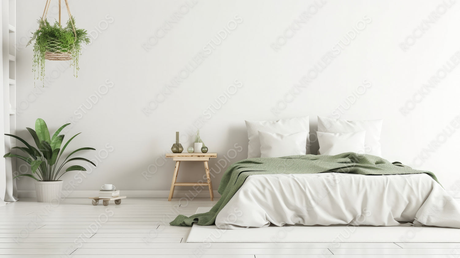 Modern Bedroom. Contemporary Interior Design Background. Generative AI.
