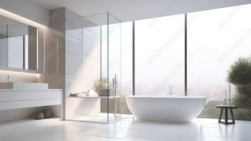 Modern Interior Design Background. Contemporary Bathroom. Generative AI.