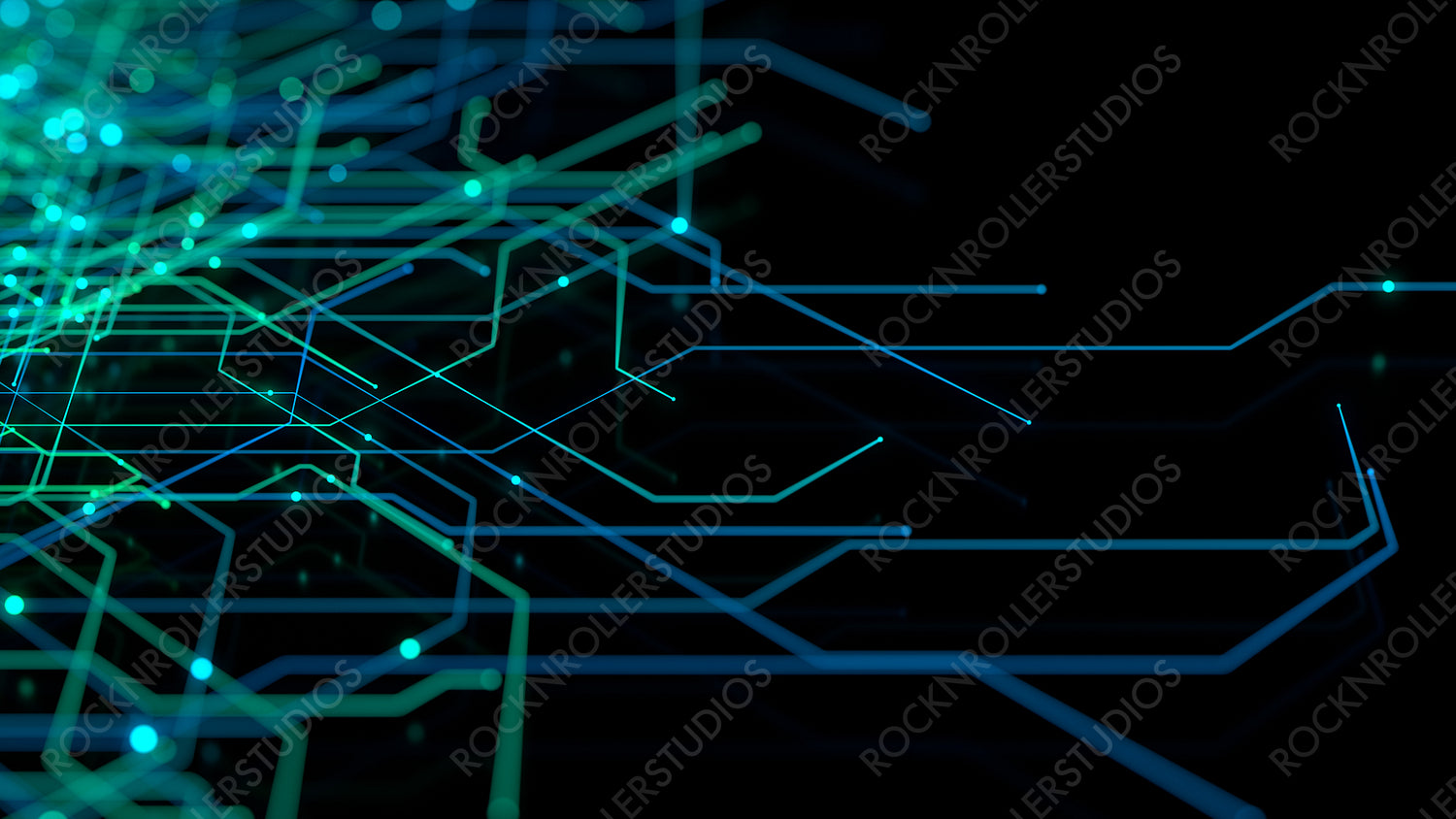 Blue and Green Network Lines form a Futuristic Technical Mesh. Computing Concept.