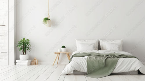 Modern Interior Design Background. Contemporary Bedroom. Generative AI.