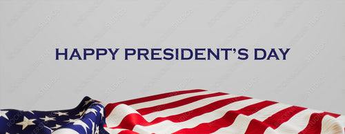 Premium Banner for Presidents day with American Flag and White Background.