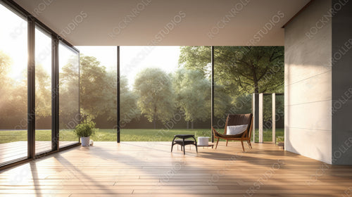 Modern Interior Design Background. Contemporary Terrace. Generative AI.