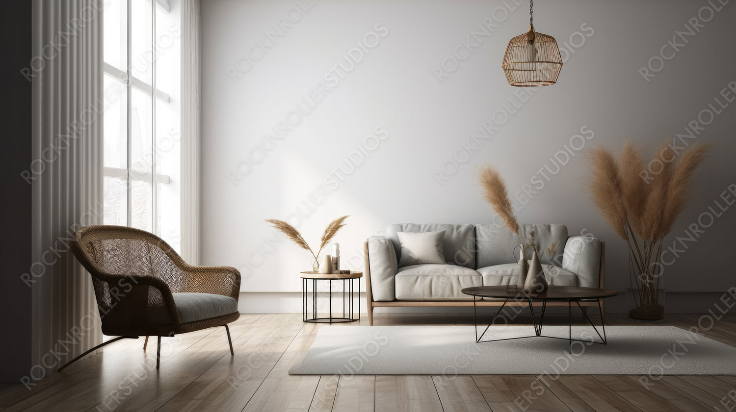 Modern Interior Design Background. Contemporary Home. Generative AI.