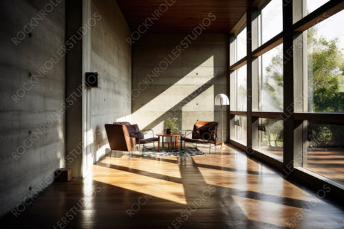 Contemporary Interior Design Background. Minimal Room. Generative AI.