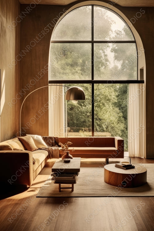 Stylish Interior Design Background. Cozy Home. Generative AI.