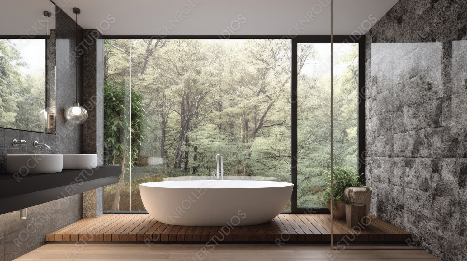 Modern Bathroom Background. Contemporary Interior Design. Generative AI.