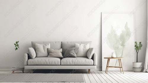 Stylish Interior Design Background. Modern livingroom. Generative AI.