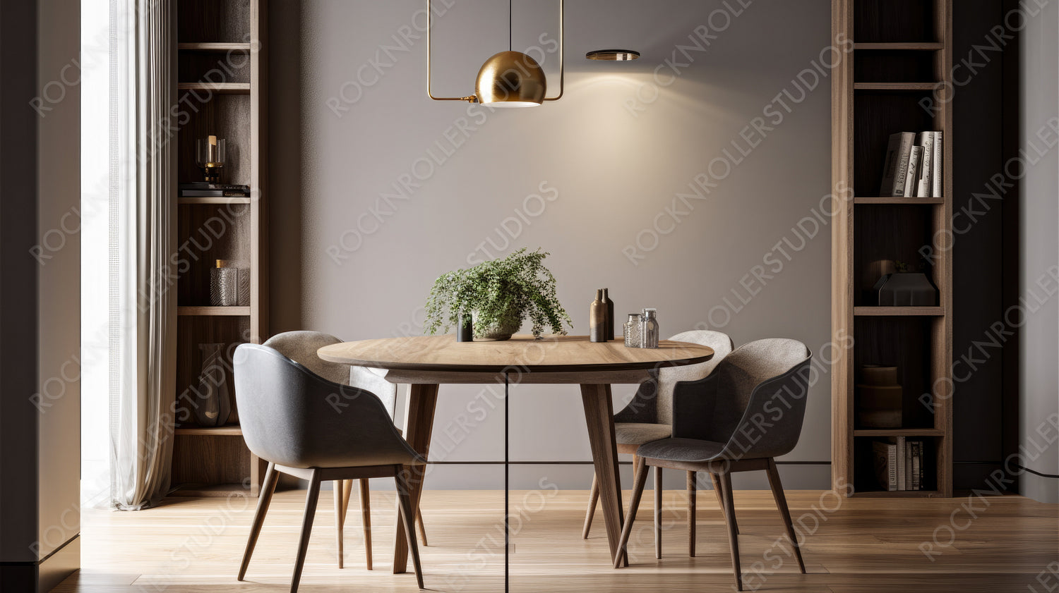 Modern Dining room Background. Contemporary Interior Design. Generative AI.