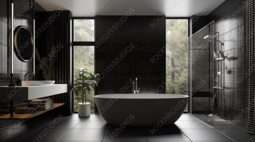 Luxury Bathroom Background. Contemporary Interior Design. Generative AI.