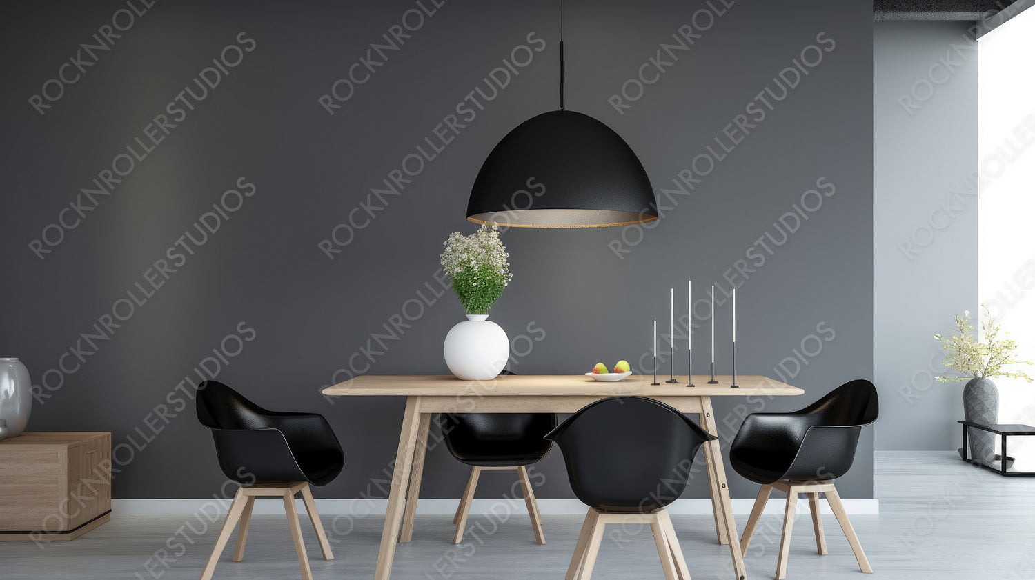 Minimal Interior Design Background. Stylish Dining room. Generative AI.