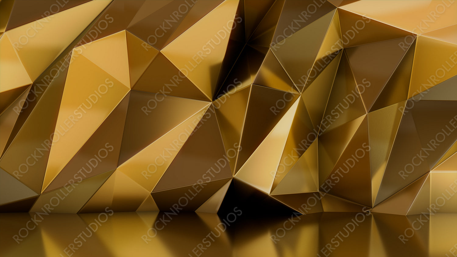 Gold 3D Polygon Wall. Trendy Architectural Wallpaper.