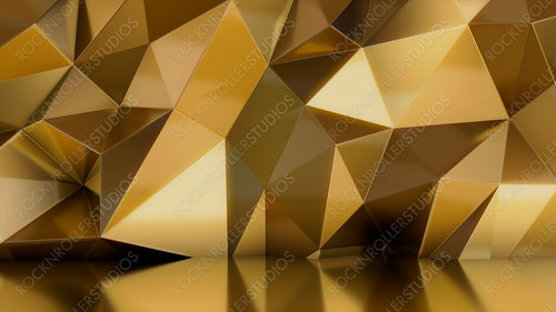 Gold 3D Geometric Wall. Contemporary Architectural Background.