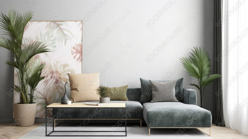 Modern Poster Mockup Background. Contemporary Interior Design. Generative AI.