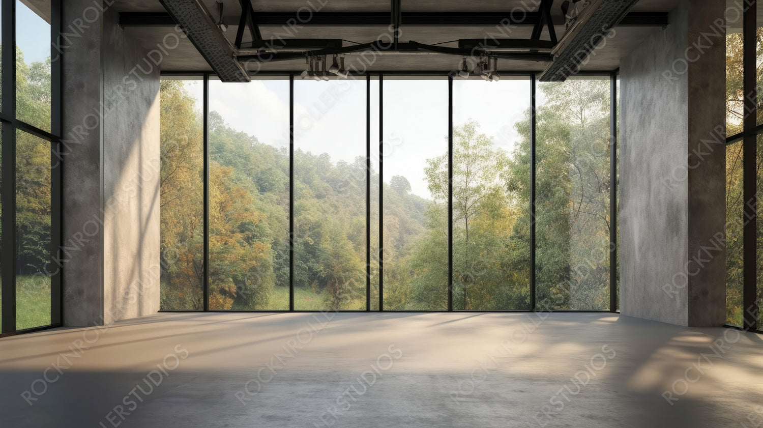 Industrial Room. Contemporary Interior Design Background. Generative AI.