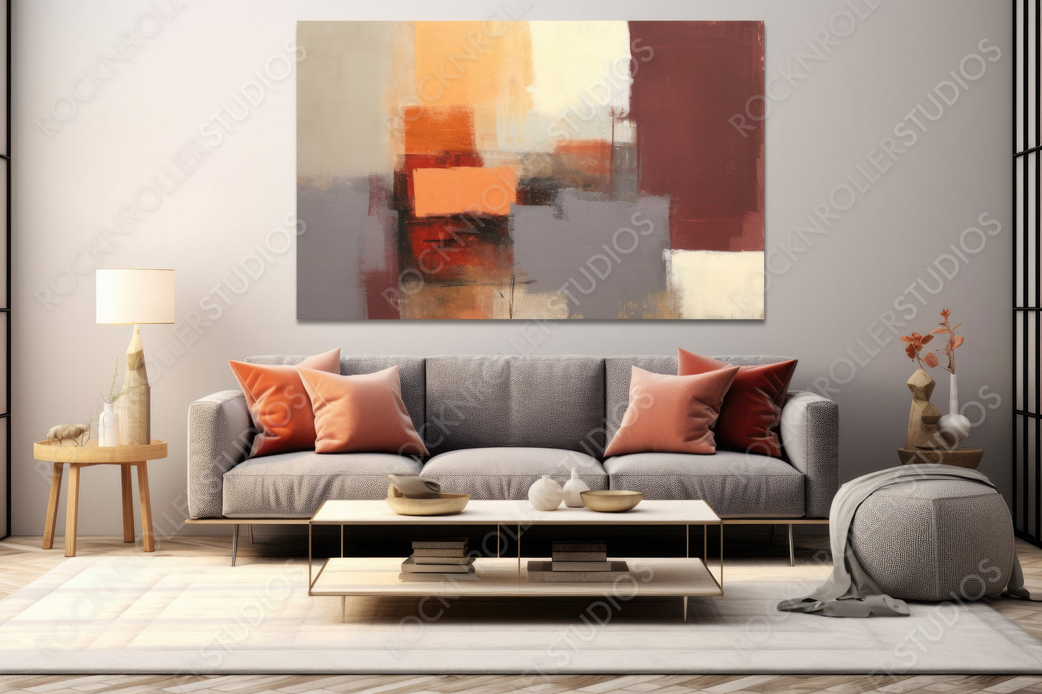 Stylish Interior Design Background. Artistic Living Room. Generative AI.