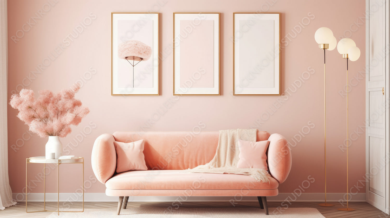 Modern Living Room Background. Stylish Interior Design. Generative AI.