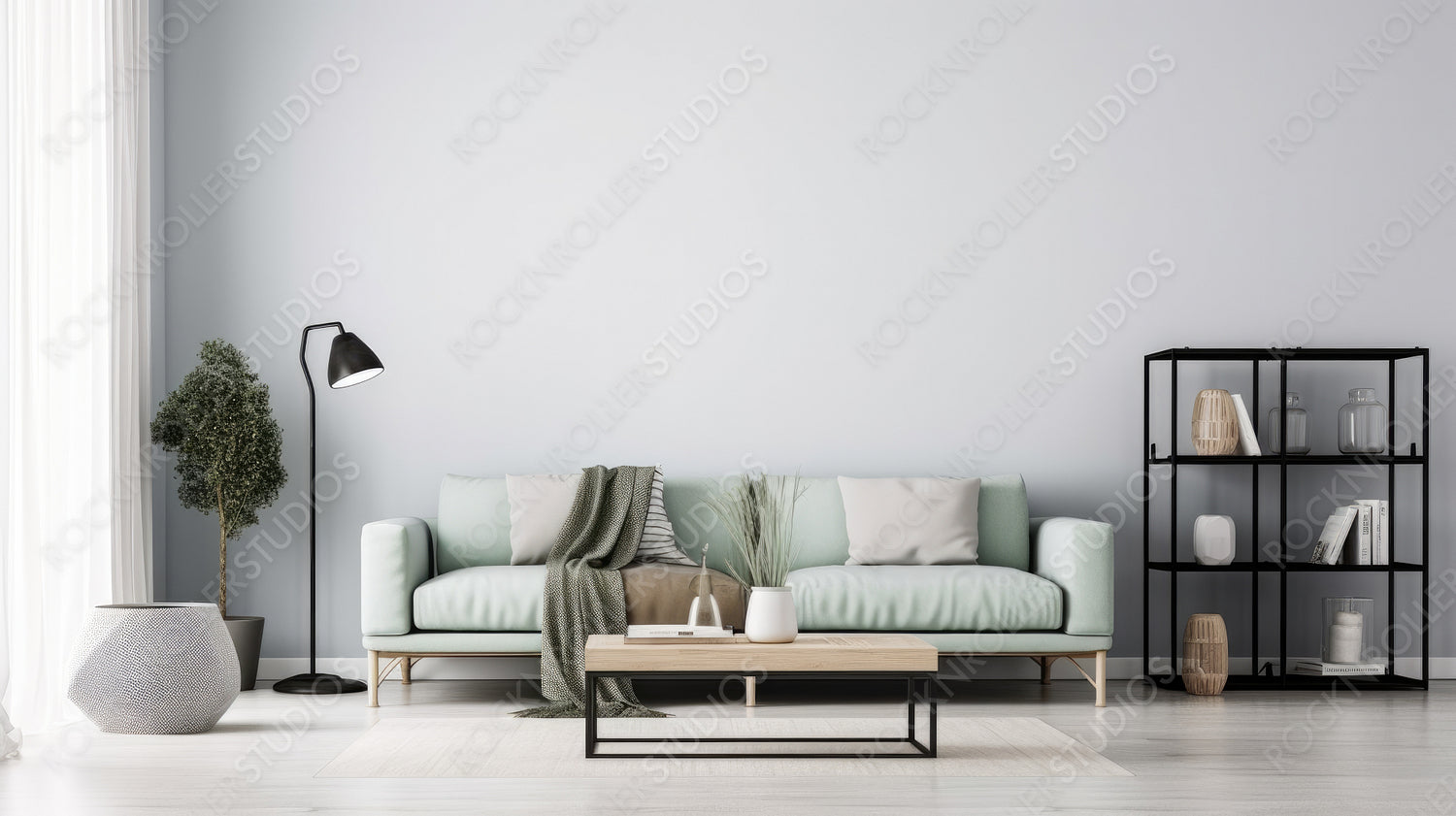 Scandinavian Living Room Background. Stylish Interior Design. Generati