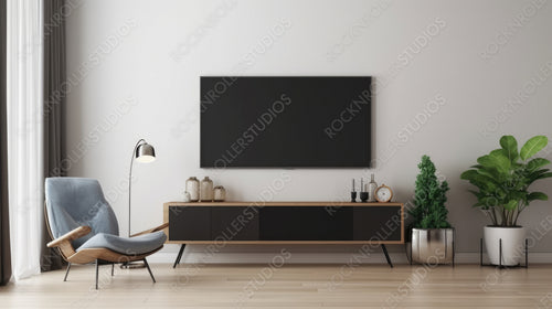 Minimal Living Room Background. Stylish Interior Design. Generative AI.