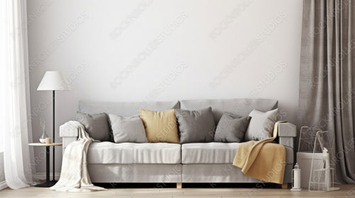 Modern livingroom. Contemporary Interior Design Background. Generative AI.
