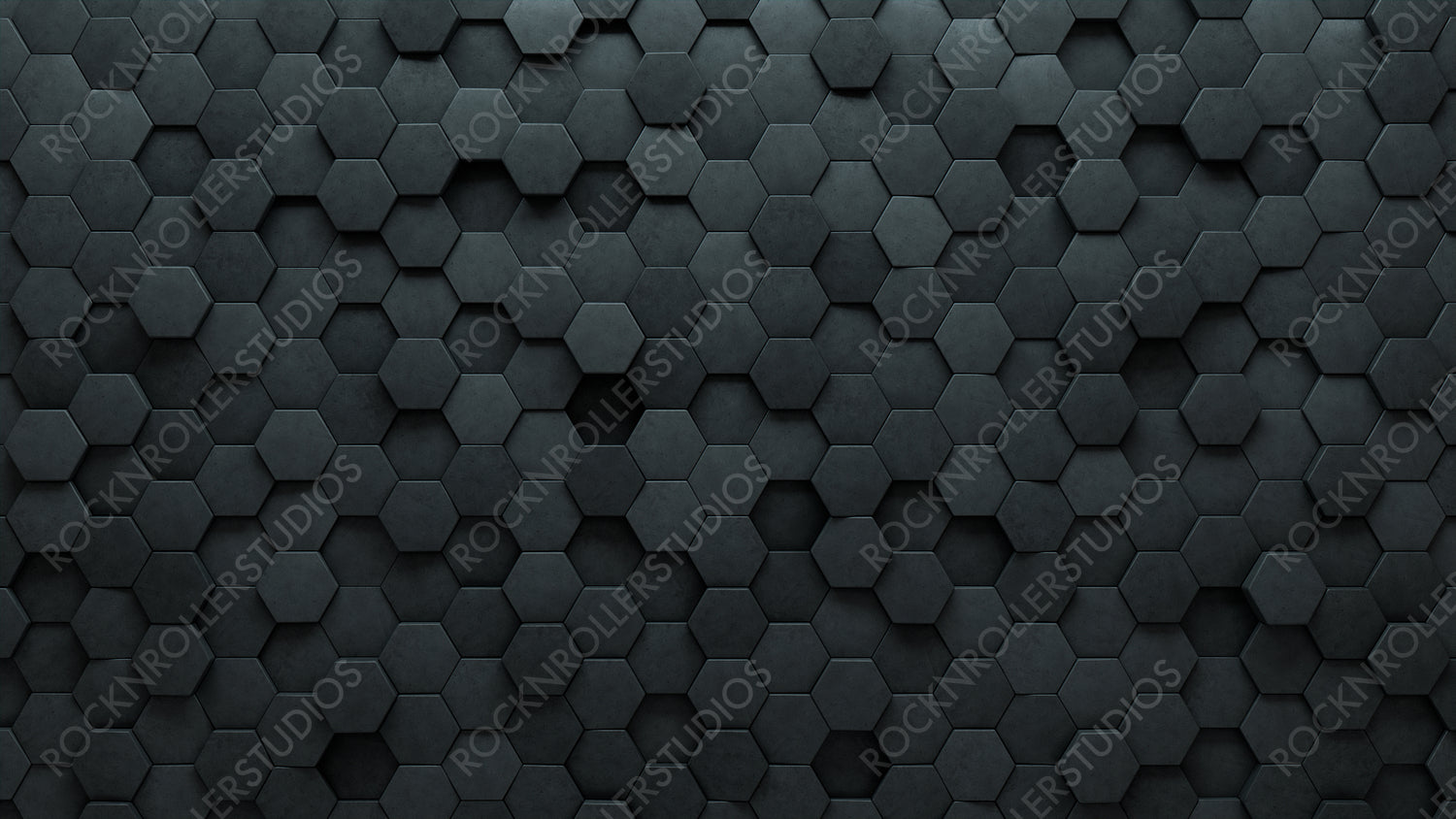 3D, Polished Wall background with tiles. Hexagonal, tile Wallpaper with Futuristic, Concrete blocks. 3D Render