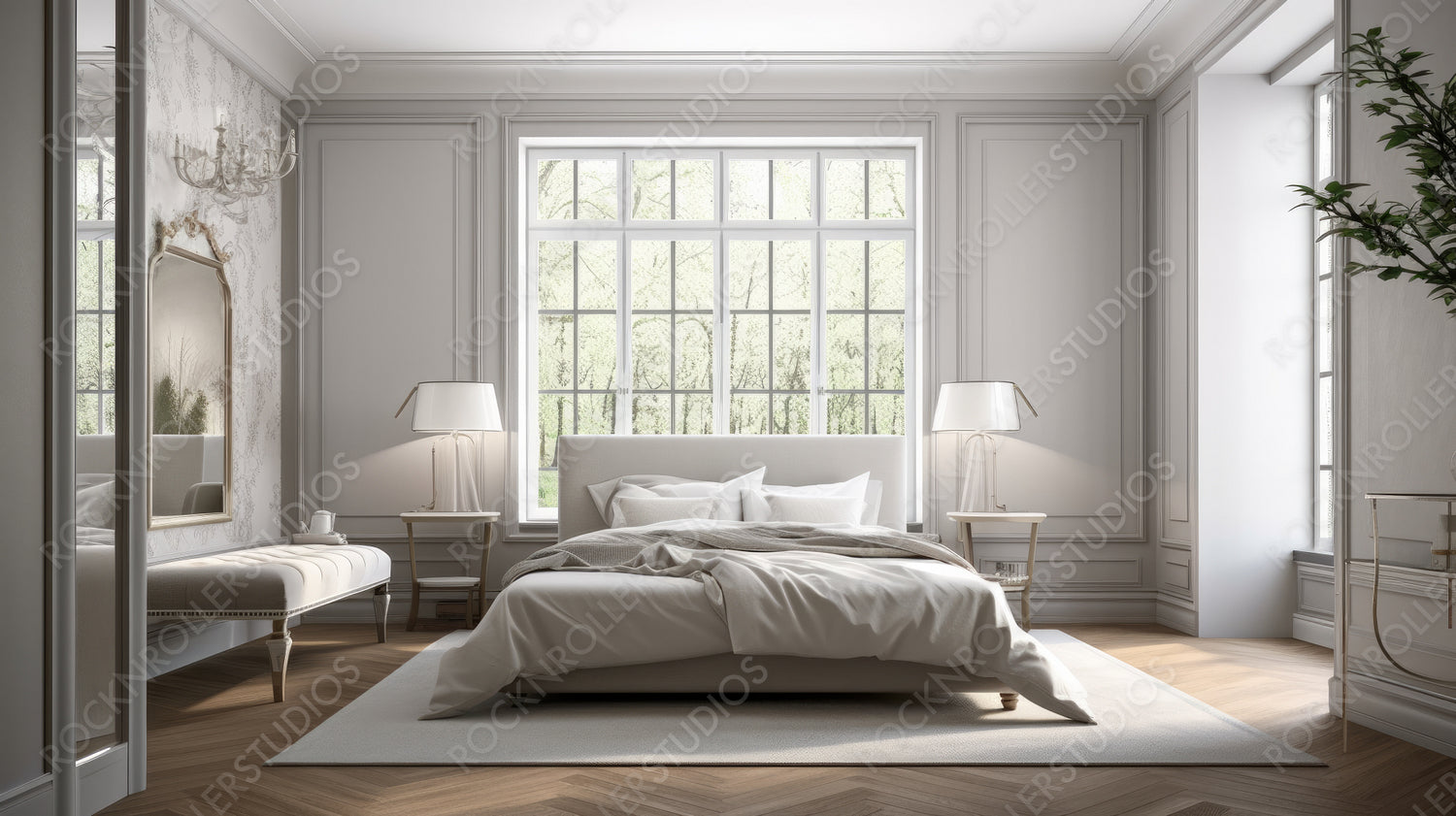Contemporary Interior Design Background. Classical Living Room. Generative AI.