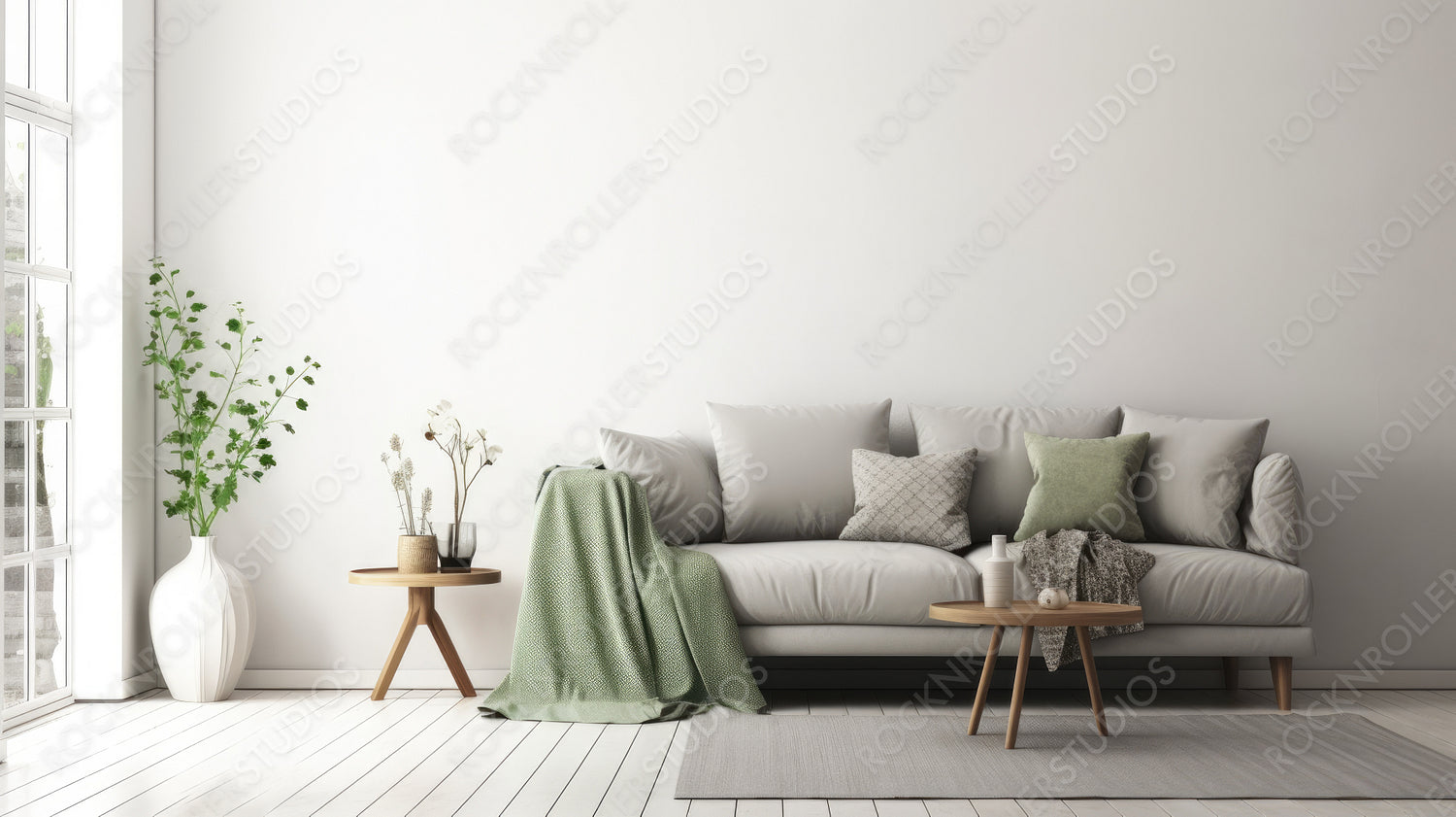 Stylish Interior Design Background. Modern livingroom. Generative AI.