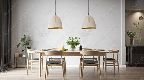 Stylish Dining room. Modern Interior Design Background. Generative AI.