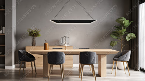 Modern Dining room Background. Stylish Interior Design. Generative AI.