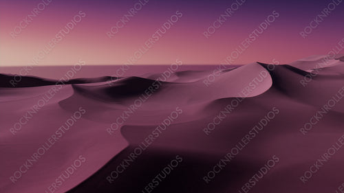 Sunrise Landscape, with Desert Sand Dunes. Surreal Modern Background with Pink Gradient Sky