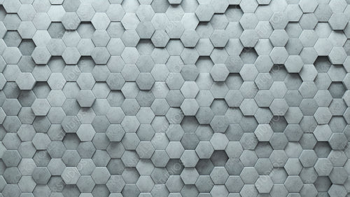 Semigloss Tiles arranged to create a Concrete wall. 3D, Hexagonal Background formed from Futuristic blocks. 3D Render