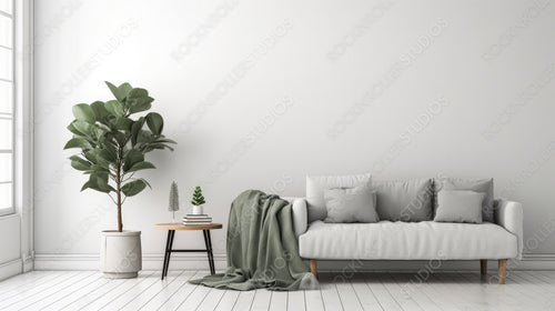 Modern Living Room. Stylish Interior Design Background. Generative AI.