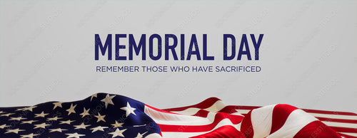 Memorial Day Banner. Authentic Holiday Background with USA Flag on White.
