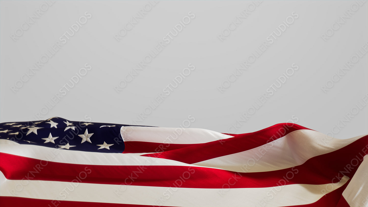 Memorial Day Banner with American Flag, Isolated on White Background with Copy-Space.