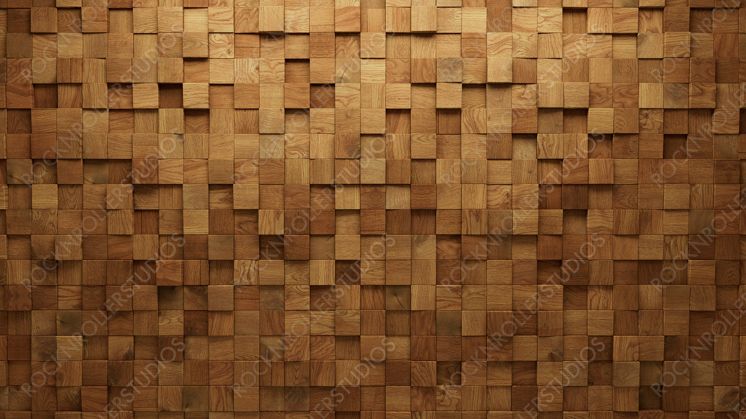 Natural, Timber Wall background with tiles. Wood, tile Wallpaper with 3D, Square blocks. 3D Render