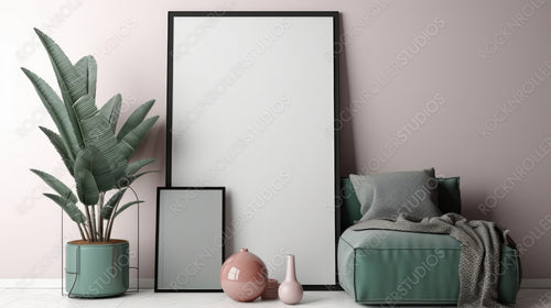 Modern Poster Mockup. Contemporary Interior Design Background. Generative AI.