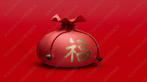 Red Money Bag with the character F� meaning "fortune" or "good luck". Chinese New Year Concept.