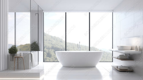 Modern Bathroom. Contemporary Interior Design Background. Generative AI.