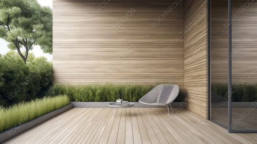 Minimal Interior Design Background. Contemporary Terrace. Generative AI.