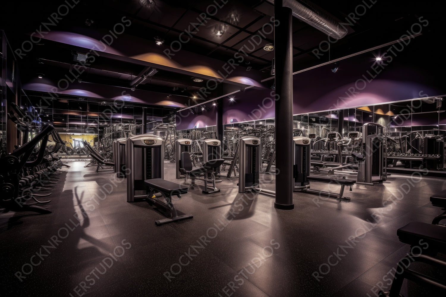 Modern Gym. Stylish Interior Design Background. Generative AI.