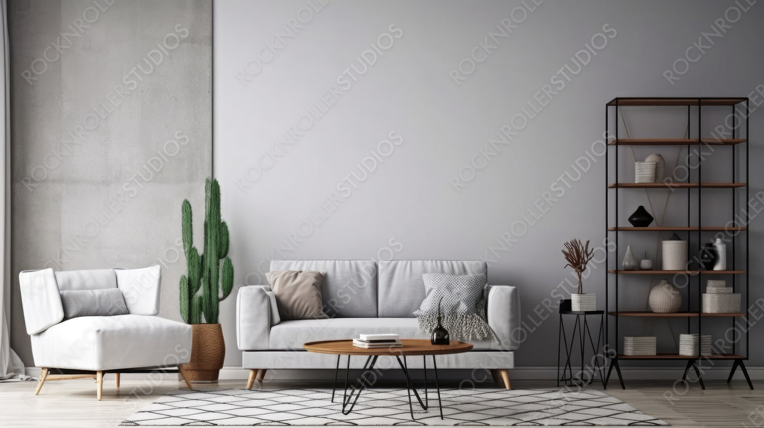 Contemporary Interior Design Background. Modern Living Room. Generative AI.