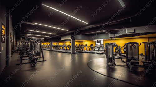 Stylish Interior Design Background. Modern Gym. Generative AI.