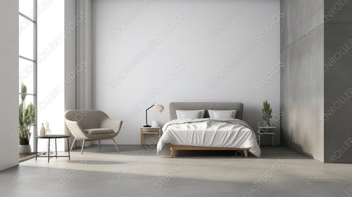 Contemporary Living Room. Minimal Interior Design Background. Generative AI.