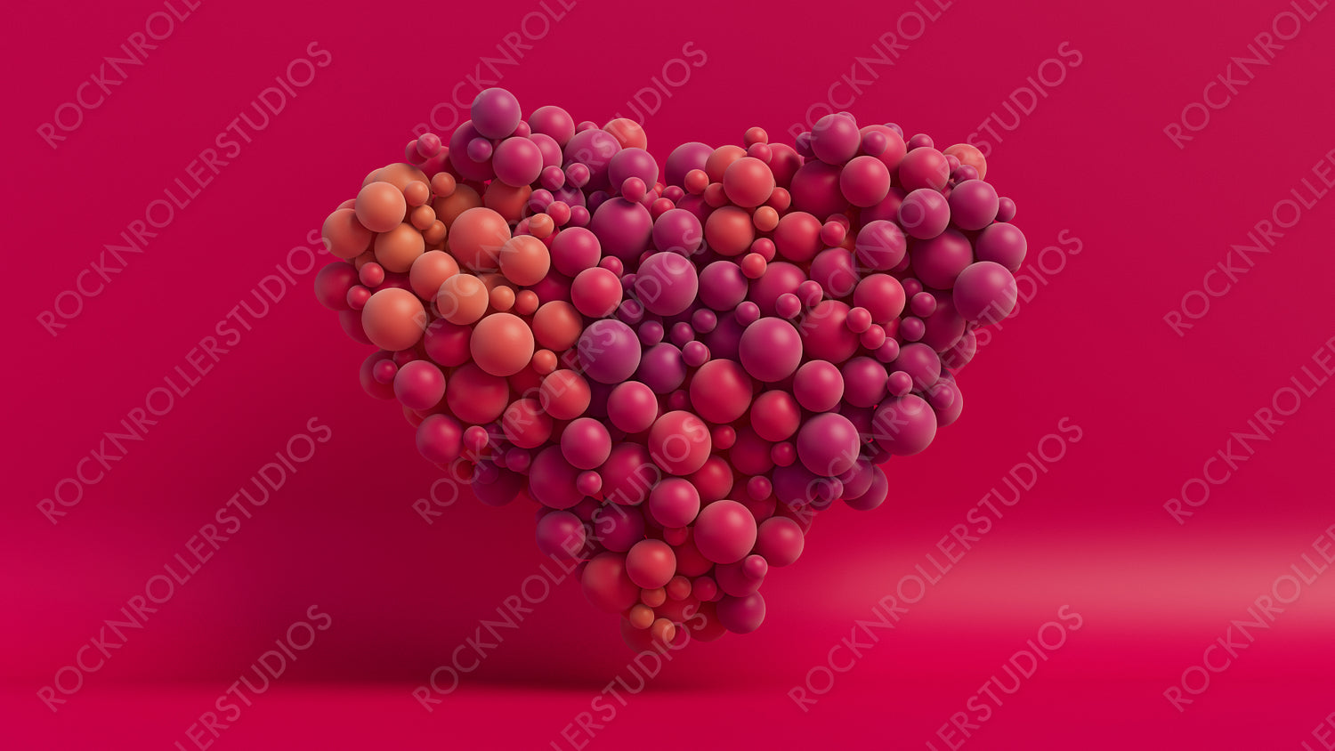 Multicolored Balloon Love Heart. Pink, Orange and Red Balloons arranged in a heart shape. 3D Render