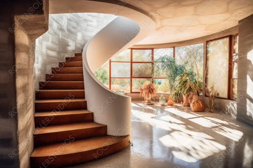 Modern Staircase. Contemporary Interior Design Background. Generative AI.