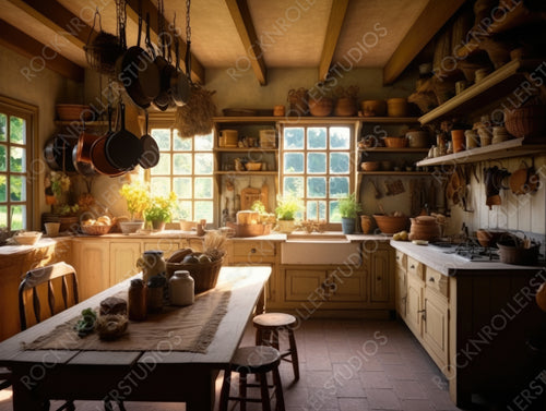 Contemporary Interior Design Background. Country Kitchen. Generative AI.