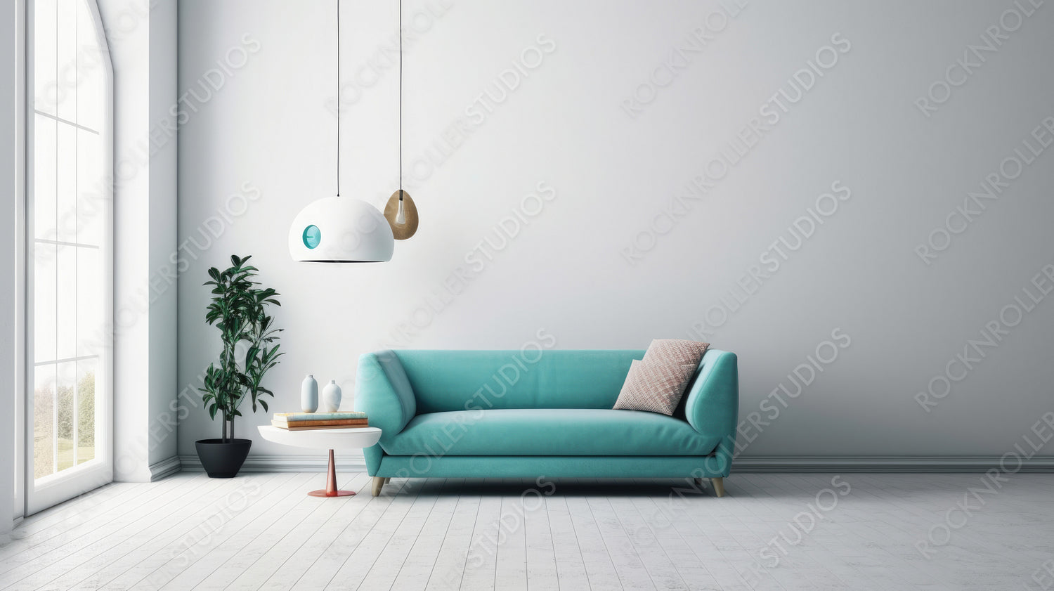 Contemporary Interior Design Background. Modern Living Room. Generative AI.