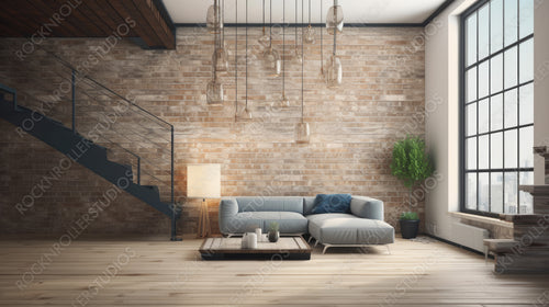Loft Home. Stylish Interior Design Background. Generative AI.