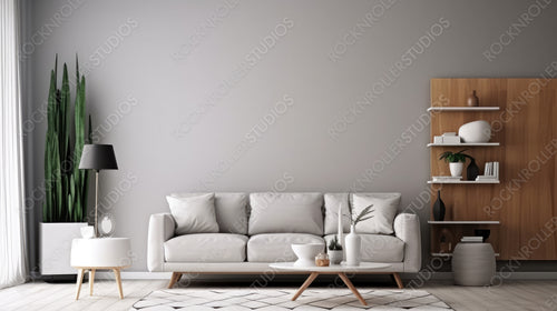 Modern Living Room Background. Contemporary Interior Design. Generative AI.