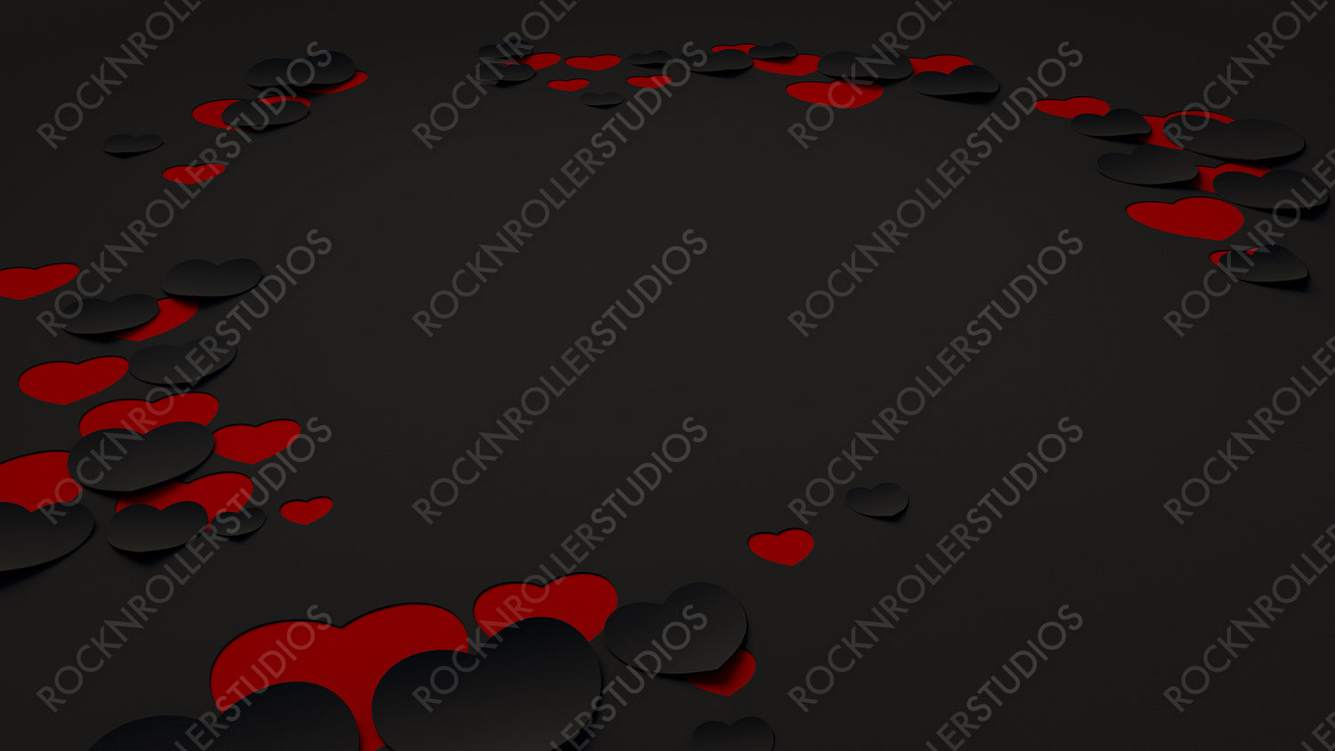 Paper Heart background with copy space. Black and Red Valentine's day Wallpaper with cut-out love hearts.