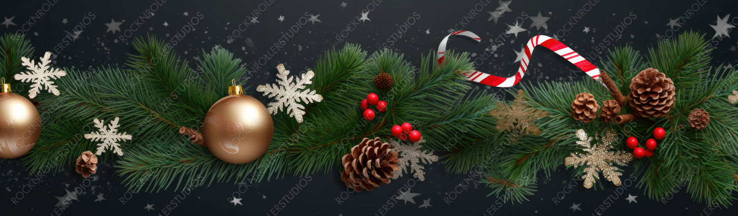 Festive Composition with Fir Tree Branches.
